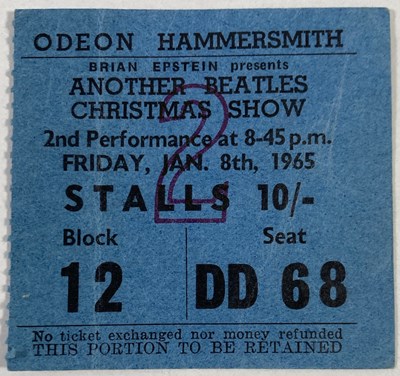 Lot 113 - THE BEATLES - CHRISTMAS SHOW PROGRAMME AND TICKET STUB.