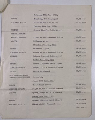 Lot 158 - THE BEATLES - A 1964 AUSTRALIA TOUR ITINERARY.