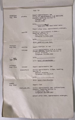 Lot 155 - THE BEATLES -  A1965 US TOUR ITINERARY AND DIARY.