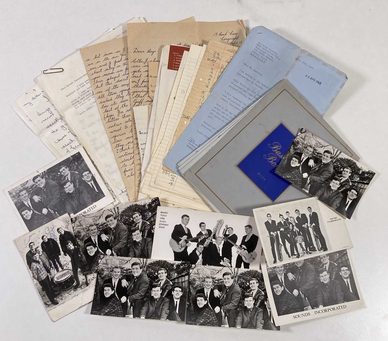 Lot 165 - SOUNDS INCORPORATED - EPHEMERA INC CORRESPONDENCE WITH BRIAN EPSTEIN.