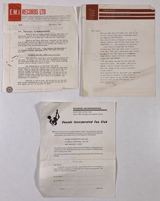 Lot 165 - SOUNDS INCORPORATED - EPHEMERA INC CORRESPONDENCE WITH BRIAN EPSTEIN.