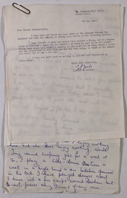 Lot 165 - SOUNDS INCORPORATED - EPHEMERA INC CORRESPONDENCE WITH BRIAN EPSTEIN.