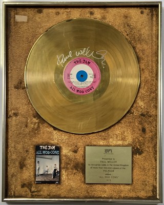 Lot 571 - THE JAM - PAUL WELLER'S OFFICIAL BPI GOLD DISC AWARD FOR ALL MOD CONS.