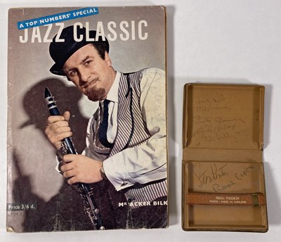 Lot 282 - JAZZ EPHEMERA C 1950/60s - MULTI-SIGNED BOOK - LOUIS ARMSTRONG AND MANY MORE.