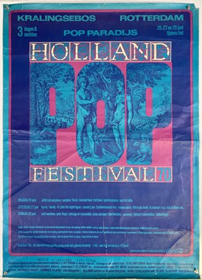 Lot 131 - HOLLAND POP FESTIVAL 1970 POSTER - T.REX / JEFFERSON AIRPLANE / THE BYRDS AND MORE.