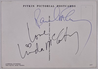 Lot 138 - PAUL AND LINDA MCCARTNEY SIGNED POSTCARD.