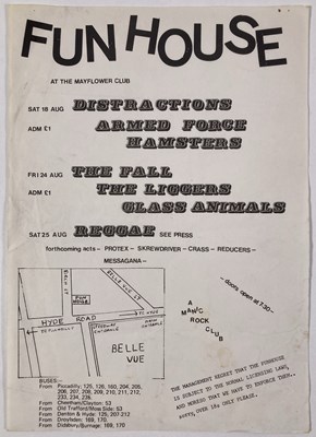 Lot 440 - MARK E. SMITH / THE FALL - ORIGINAL 1979 MINI POSTER FOR THE MAYFLOWER CLUB.