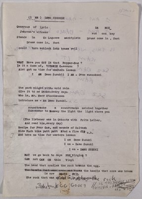 Lot 445 - MARK E. SMITH / THE FALL - LYRICS FOR 'I AM DAMO SUZUKI'.