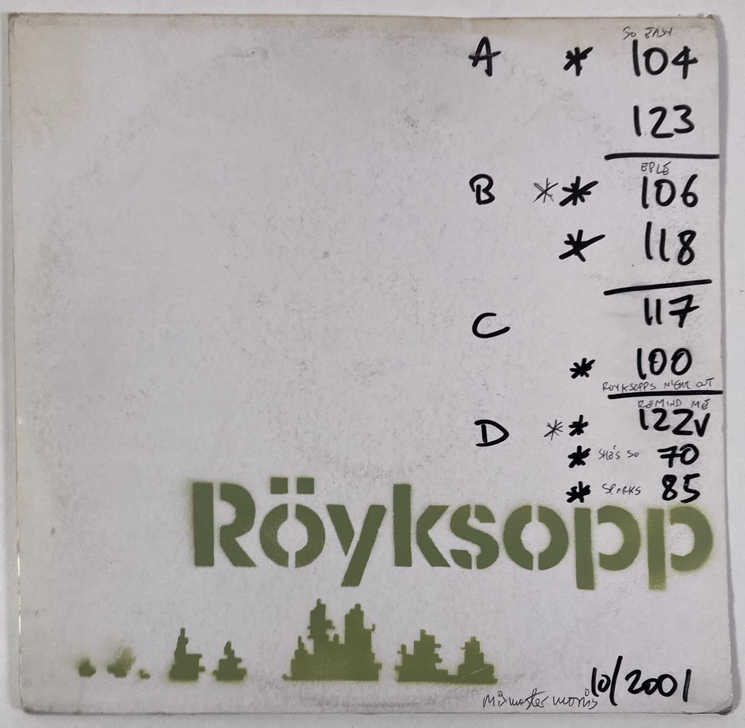 Lot 518 - BANKSY - ORIGINAL STENCILLED SLEEVE COPY OF ROYKSOPP - MELODY AM.