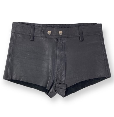 Lot 519 - QUEEN - FREDDIE MERCURY OWNED AND STAGEWORN LEATHER SHORTS.
