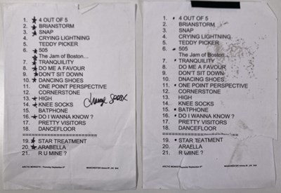 Lot 113 - ARCTIC MONKEYS  - MANCHESTER ARENA SETLISTS 2018.