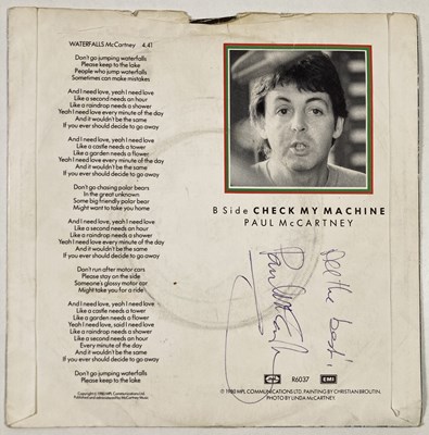 Lot 139 - THE BEATLES - PAUL MCCARTNEY SIGNED 7" SLEEVE.
