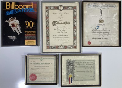 Lot 359 - POP MUSIC HISTORY - PRS / PUBLISHING AWARDS.