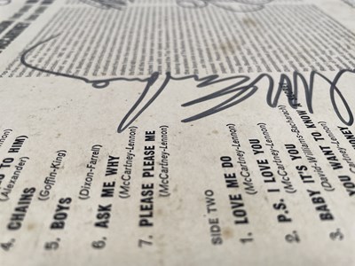 Lot 142 - THE BEATLES - A FULLY SIGNED COPY OF PLEASE PLEASE ME.