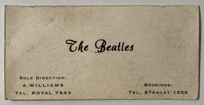 Lot 169 - THE BEATLES - ALLAN WILLIAMS ORIGINAL BUSINESS CARD.