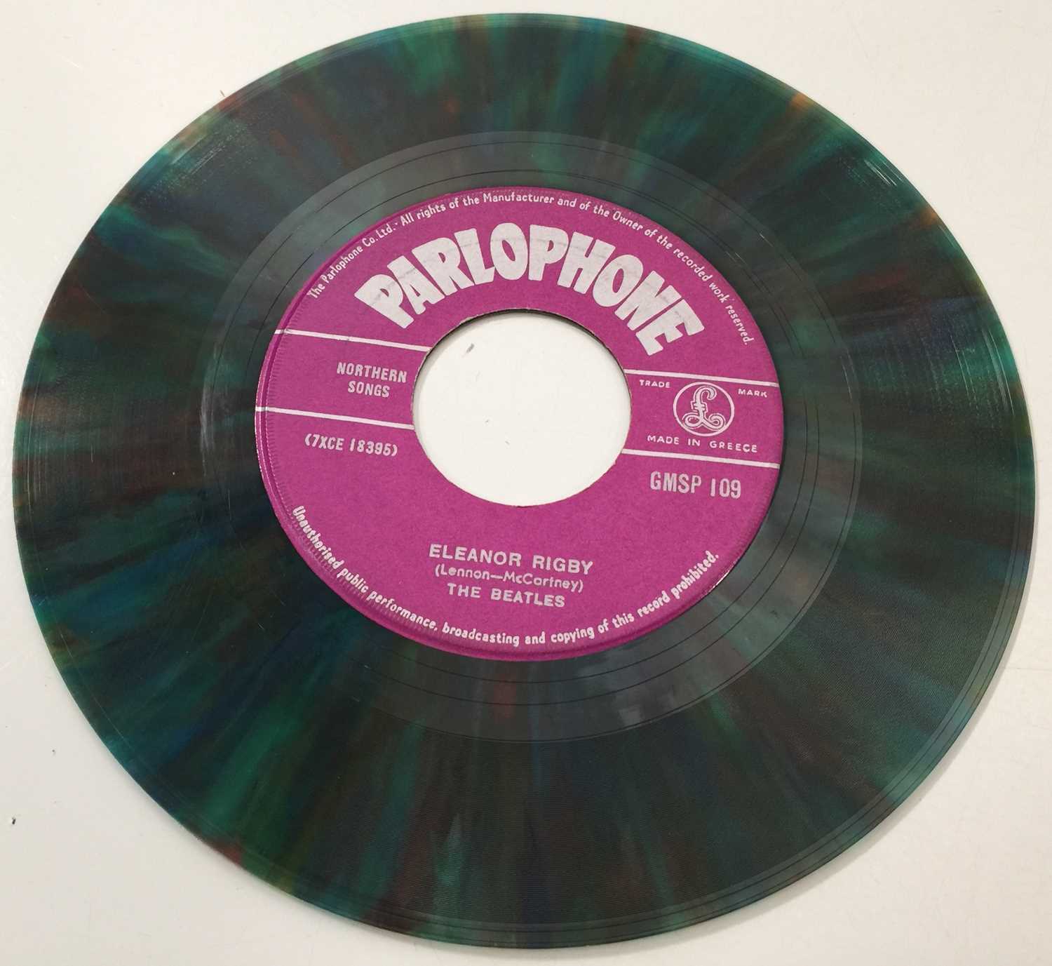 Lot 59 - THE BEATLES - YELLOW SUBMARINE C/W ELEANOR RIGBY 7" (GREEK MULTICOLOURED MARBLED VINYL - GMSP 109)