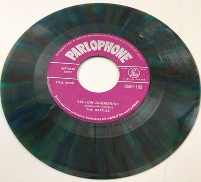 Lot 59 - THE BEATLES - YELLOW SUBMARINE C/W ELEANOR RIGBY 7" (GREEK MULTICOLOURED MARBLED VINYL - GMSP 109)