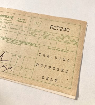 Lot 143 - THE BEATLES - A BEA FLIGHT TICKET SIGNED AND AMENDED BY GEORGE HARRISON.