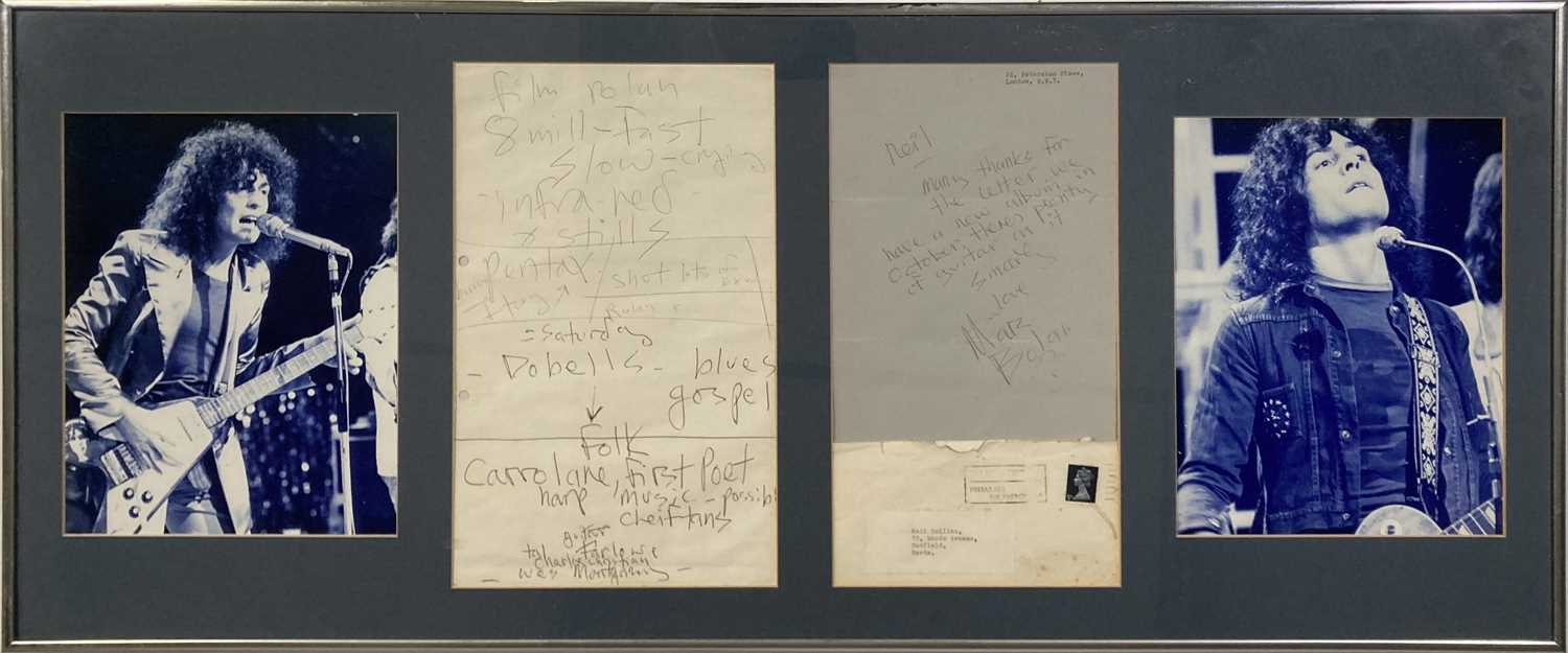 Lot 418 - MARC BOLAN / T.REX - HANDWRITTEN LETTER AND NOTE.