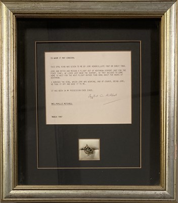 Lot 383 - JIMI HENDRIX - A RING OWNED BY JIMI C 1967 AND GIVEN TO MITCH MITCHELL'S MOTHER.
