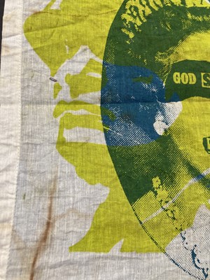 Lot 579 - THE SEX PISTOLS - AN ORIGINAL C 1977 JAMIE REID DESIGNED FABRIC PRINT.