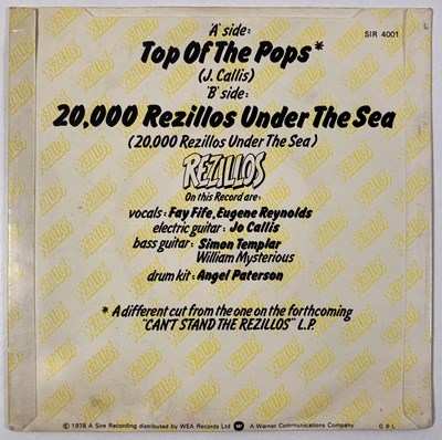 Lot 299 - THE REZILLOS - A SIGNED 7" SINGLE.