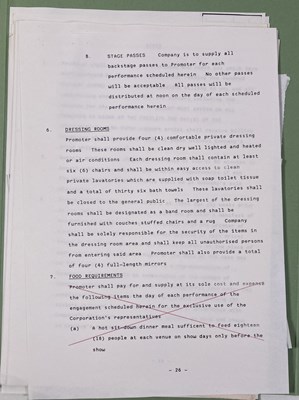Lot 530 - CONTRACTS AND CONCERT BOOKING ARCHIVE - QUEEN 1982-1986.