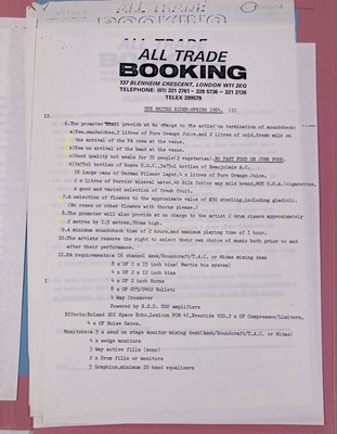 Lot 541 - CONTRACTS AND CONCERT BOOKING ARCHIVE - THE SMITHS INC MORRISSEY SIGNED CONTRACT, 1984.