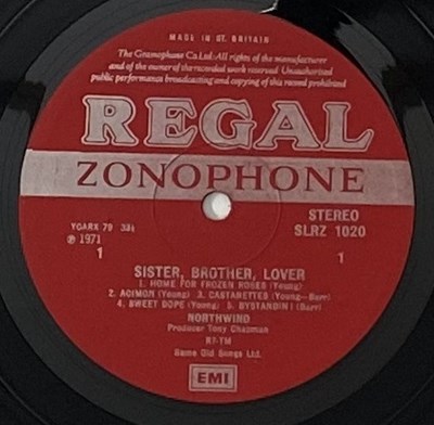 Lot 972 - NORTHWIND - SISTER, BROTHER, LOVER LP (UK ORIGINAL - PROG - REGAL SLRZ 1020)