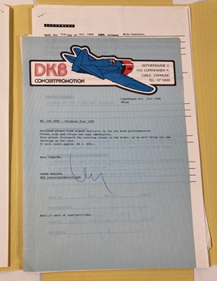 Lot 547 - CONTRACTS AND CONCERT BOOKING ARCHIVE - LOU REED/NICO INC LOU REED SIGNED, 1982-1987.