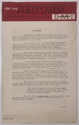 Lot 172 - THE BEATLES - THE FIRST PRESS RELEASE, OCT 1962.