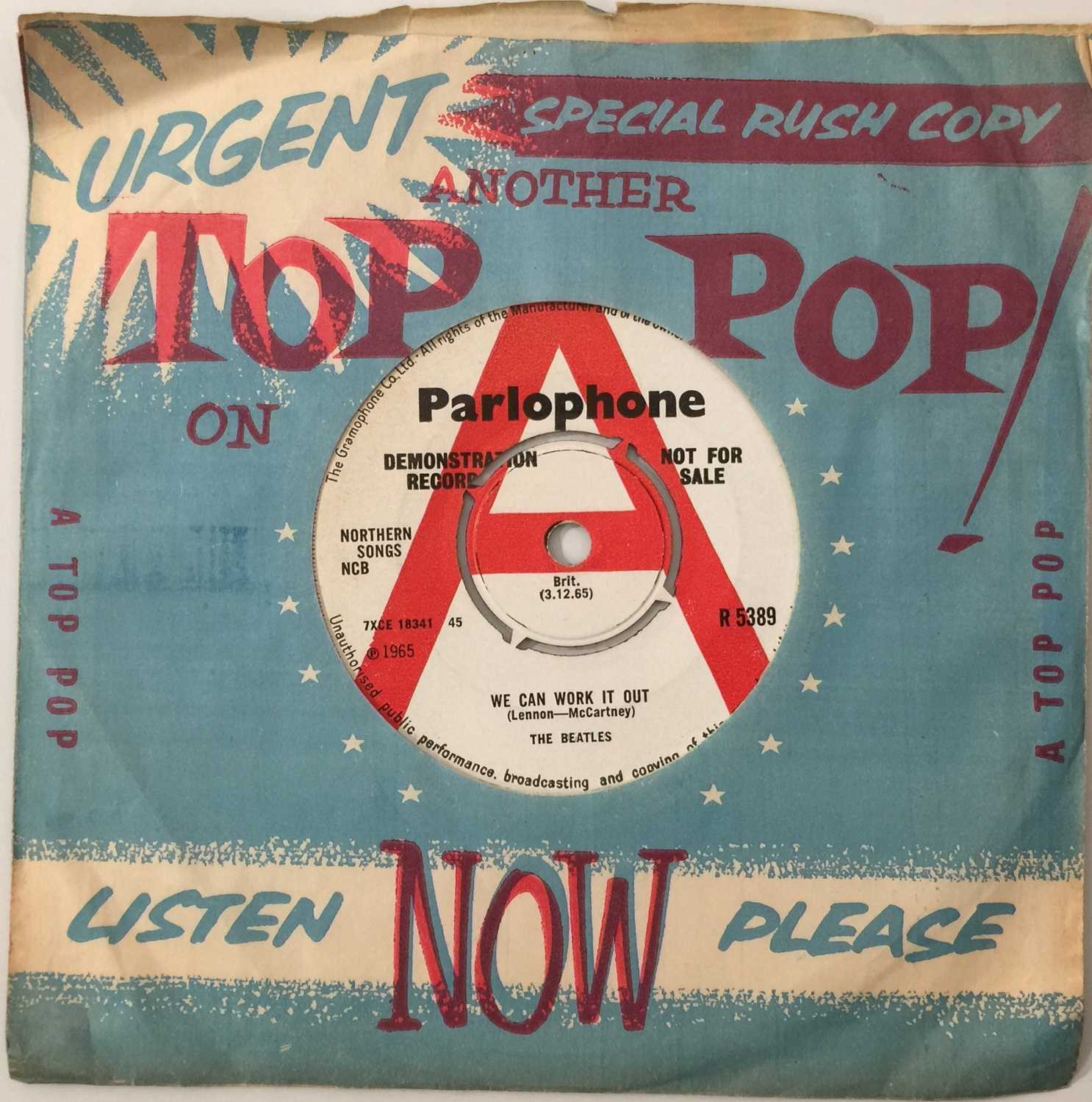 Lot 70 - THE BEATLES - WE CAN WORK IT OUT/DAY TRIPPER 7" - ORIGINAL UK DEMO (PARLOPHONE R 5389)