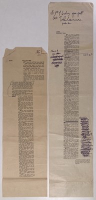 Lot 148 - THE BEATLES - AN INTERVIEW PROOF ANNOTATED AND SIGNED BY JOHN LENNON.