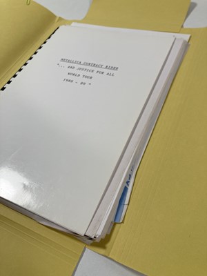Lot 555 - CONTRACTS AND CONCERT BOOKING ARCHIVE - METALLICA, 1988-1991.