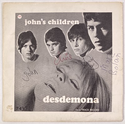Lot 308 - MARC BOLAN / T,REX INTEREST - FULLY SIGNED COPY OF JOHN'S CHILDREN - DESDEMONA (TRACK 604003)