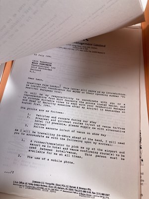 Lot 558 - CONTRACTS AND CONCERT BOOKING ARCHIVE -AC/DC, 1986-1991.