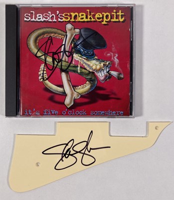 Lot 321 - GUNS N ROSES INTEREST - SLASH SIGNED CD / PICKGUARD.