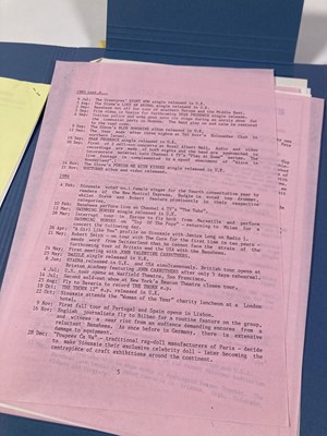 Lot 564 - CONTRACTS AND CONCERT BOOKING ARCHIVE - SIOUXSIE AND THE BANSHEES - 1982-1991 WITH T-SHIRT.