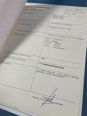 Lot 564 - CONTRACTS AND CONCERT BOOKING ARCHIVE - SIOUXSIE AND THE BANSHEES - 1982-1991 WITH T-SHIRT.