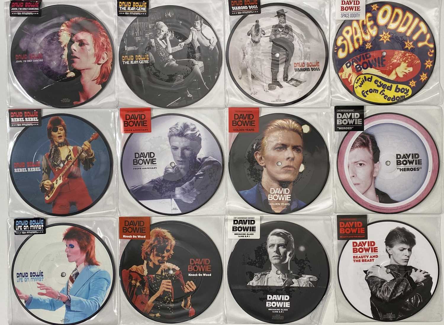 Lot 1159 - DAVID BOWIE - 40TH ANNIVERSARY 7" PICTURE DISCS