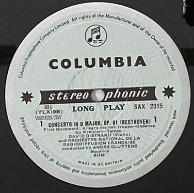 Lot 1080 - DAVID OISTRAKH - BEETHOVEN VIOLIN CONCERTO (SAX2315)