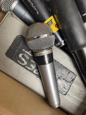 Lot 36 - STRAWBERRY STUDIOS - STRAWBERRY RENTALS COLLECTION  MICROPHONES AND HEADPHONES INC AKG / SHURE.