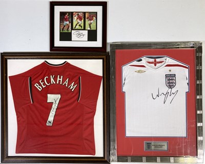 Lot 18 - FOOTBALL MEMORABILIA - DAVID BECKHAM/WAYNE ROONEY SIGNED.