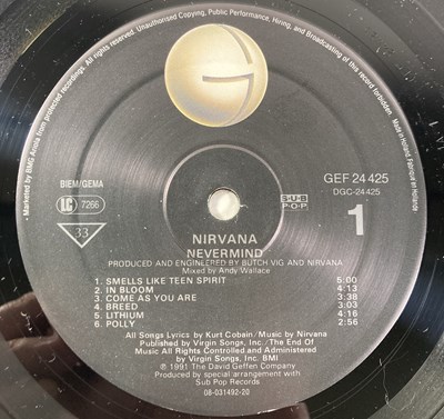 Lot 157 - NIRVANA - NEVERMIND LP (1991 EU OG - GEFFEN GEF24425)
