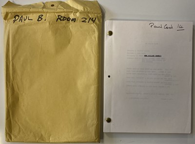 Lot 262 - THE SEX PISTOLS - WHO KILLED BAMBI FILM SCRIPT - PAUL COOK'S COPY