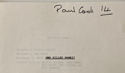 Lot 262 - THE SEX PISTOLS - WHO KILLED BAMBI FILM SCRIPT - PAUL COOK'S COPY