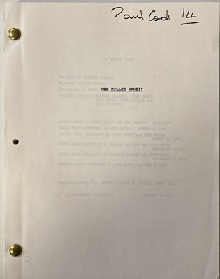 Lot 262 - THE SEX PISTOLS - WHO KILLED BAMBI FILM SCRIPT - PAUL COOK'S COPY