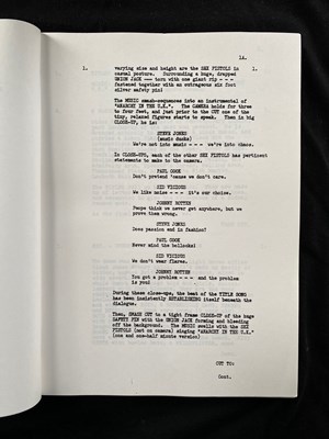 Lot 262 - THE SEX PISTOLS - WHO KILLED BAMBI FILM SCRIPT - PAUL COOK'S COPY