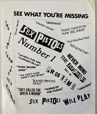 Lot 426 - SEX PISTOLS - JAMIE REID ORIGINAL ARTWORK / BROMIDE FOR JULIEN TEMPLE FILMS