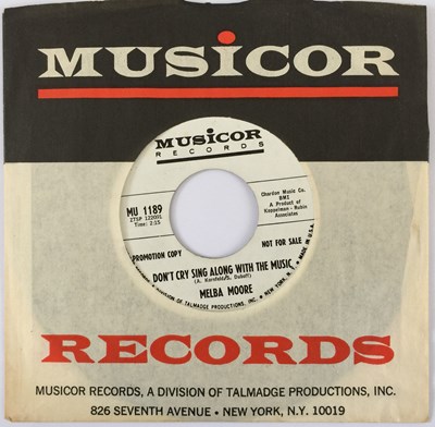 Lot 13 - MELBA MOORE - DON'T CRY SING ALONG WITH THE MUSIC 7" (US PROMO - MUSICOR MU1189)